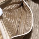 PRADA Jacquard Tote Bag Canvas Brown Gold Tone Auth 208073V-26