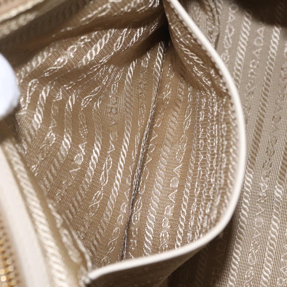 PRADA Jacquard Tote Bag Canvas Brown Gold Tone Auth 208073V