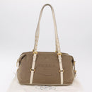 PRADA Jacquard Tote Bag Canvas Brown Gold Tone Auth 208073V-29
