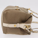 PRADA Jacquard Tote Bag Canvas Brown Gold Tone Auth 208073V-4