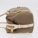 PRADA Jacquard Tote Bag Canvas Brown Gold Tone Auth 208073V-5