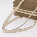 PRADA Jacquard Tote Bag Canvas Brown Gold Tone Auth 208073V-8