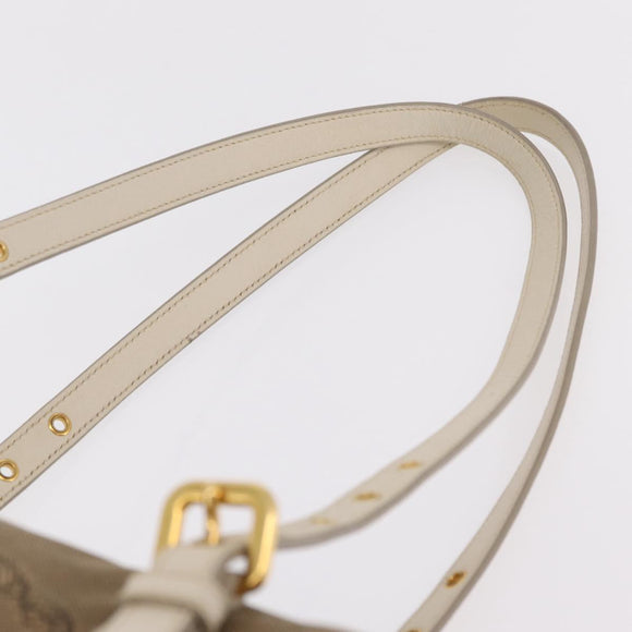 PRADA Jacquard Tote Bag Canvas Brown Gold Tone Auth 208073V