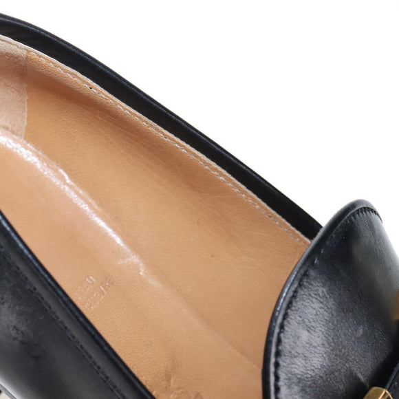 HERMES Moccasin Constance loafers Leather "35 1/2" Black Gold Tone Auth 208074V