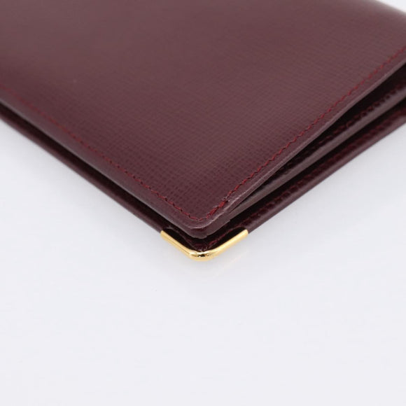 Cartier Long Wallet Leather Bordeaux Gold Auth 208075V