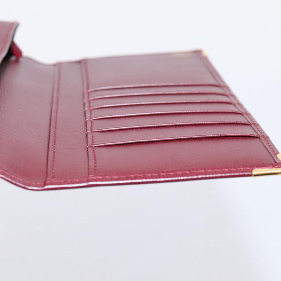 Cartier Long Wallet Leather Bordeaux Gold Auth 208075V