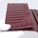 Cartier Long Wallet Leather Bordeaux Gold Auth 208075V-17