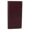 Cartier Long Wallet Leather Bordeaux Gold Auth 208075V-2
