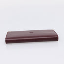 Cartier Long Wallet Leather Bordeaux Gold Auth 208075V-5