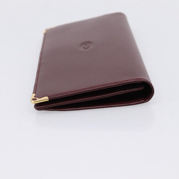 Cartier Long Wallet Leather Bordeaux Gold Auth 208075V