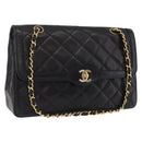 CHANEL Paris Exclusive Matelasse Chain Shoulder Bag Lamb Skin Black Auth 208078V-1