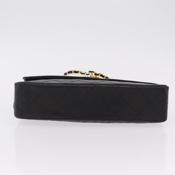 CHANEL Paris Exclusive Matelasse Chain Shoulder Bag Lamb Skin Black Auth 208078V