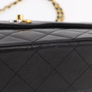 CHANEL Paris Exclusive Matelasse Chain Shoulder Bag Lamb Skin Black Auth 208078V-6