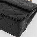CHANEL Paris Exclusive Matelasse Chain Shoulder Bag Lamb Skin Black Auth 208078V-15