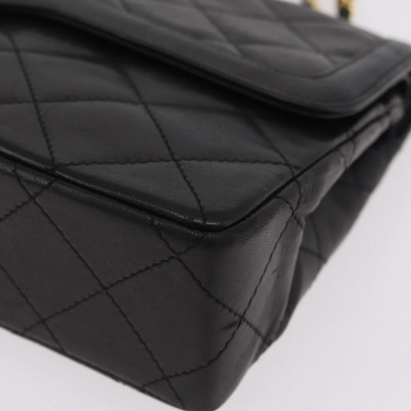 CHANEL Paris Exclusive Matelasse Chain Shoulder Bag Lamb Skin Black Auth 208078V