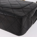 CHANEL Paris Exclusive Matelasse Chain Shoulder Bag Lamb Skin Black Auth 208078V-17