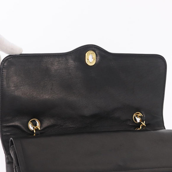 CHANEL Paris Exclusive Matelasse Chain Shoulder Bag Lamb Skin Black Auth 208078V