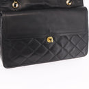 CHANEL Paris Exclusive Matelasse Chain Shoulder Bag Lamb Skin Black Auth 208078V-21