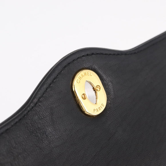 CHANEL Paris Exclusive Matelasse Chain Shoulder Bag Lamb Skin Black Auth 208078V