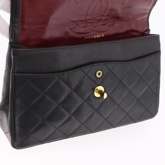 CHANEL Paris Exclusive Matelasse Chain Shoulder Bag Lamb Skin Black Auth 208078V