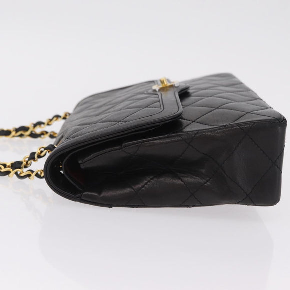 CHANEL Paris Exclusive Matelasse Chain Shoulder Bag Lamb Skin Black Auth 208078V