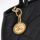 CHANEL Reissue Tote Bag Caviar Skin Black Gold Tone CC Auth 208079V-17