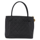 CHANEL Reissue Tote Bag Caviar Skin Black Gold Tone CC Auth 208079V-2