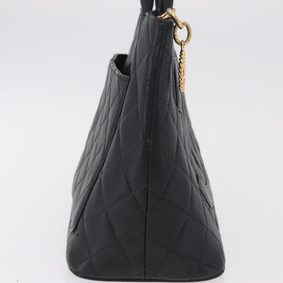 CHANEL Reissue Tote Bag Caviar Skin Black Gold Tone CC Auth 208079V