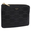 CELINE Macadam Canvas Coin Purse Black Gold Auth 208083V-1
