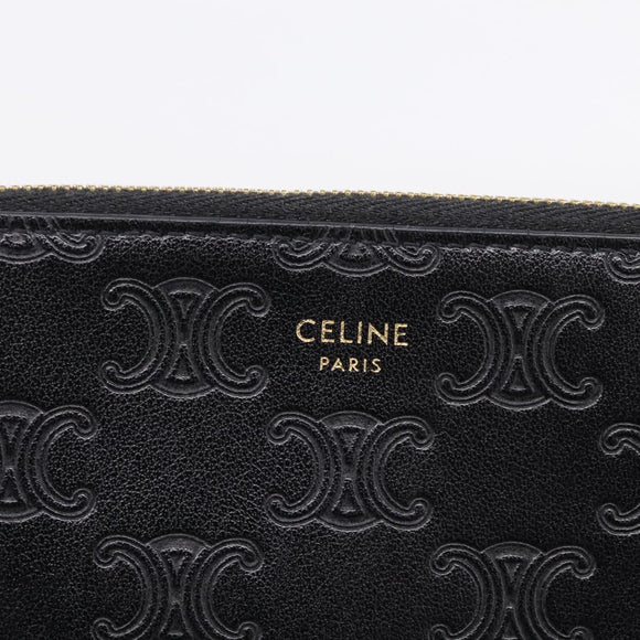 CELINE Macadam Canvas Coin Purse Black Gold Auth 208083V