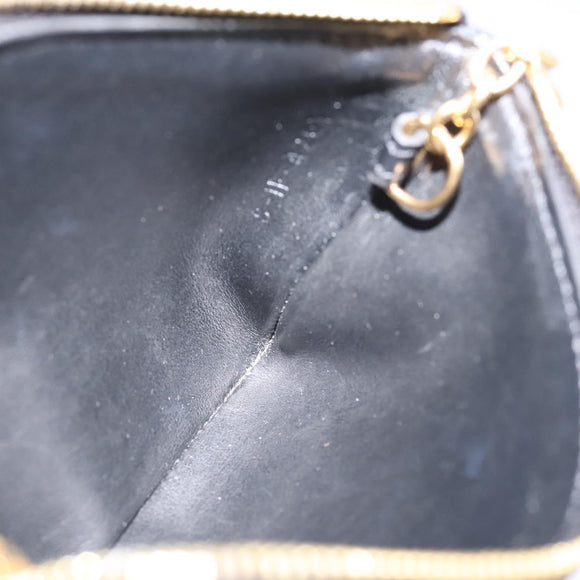 CELINE Macadam Canvas Coin Purse Black Gold Auth 208083V