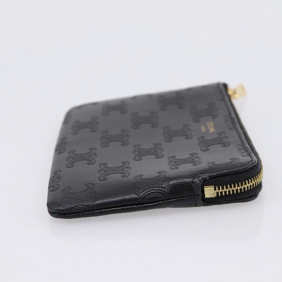 CELINE Macadam Canvas Coin Purse Black Gold Auth 208083V