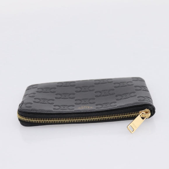 CELINE Macadam Canvas Coin Purse Black Gold Auth 208083V