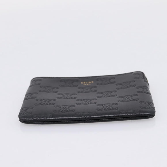 CELINE Macadam Canvas Coin Purse Black Gold Auth 208083V