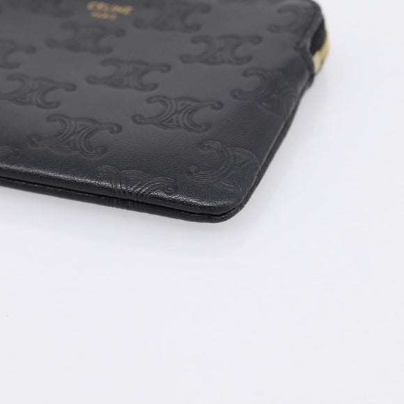 CELINE Macadam Canvas Coin Purse Black Gold Auth 208083V