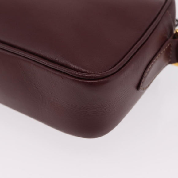 Cartier Must Line Shoulder Bag Leather Bordeaux Gold Tone Auth 208085A