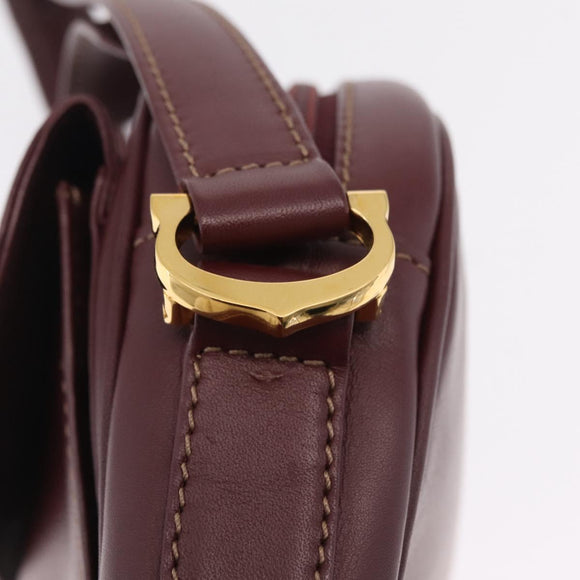 Cartier Must Line Shoulder Bag Leather Bordeaux Gold Tone Auth 208085A