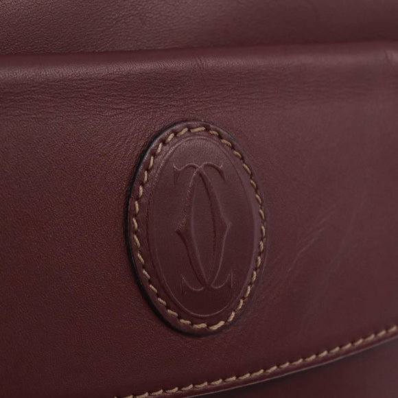 Cartier Must Line Shoulder Bag Leather Bordeaux Gold Tone Auth 208085A