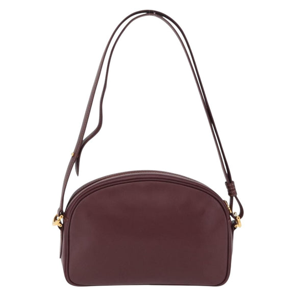 Cartier Must Line Shoulder Bag Leather Bordeaux Gold Tone Auth 208085A
