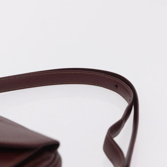 Cartier Must Line Shoulder Bag Leather Bordeaux Gold Tone Auth 208085A