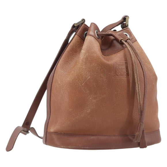 Burberrys Shoulder Bag Leather Brown Gold Tone Auth 208087