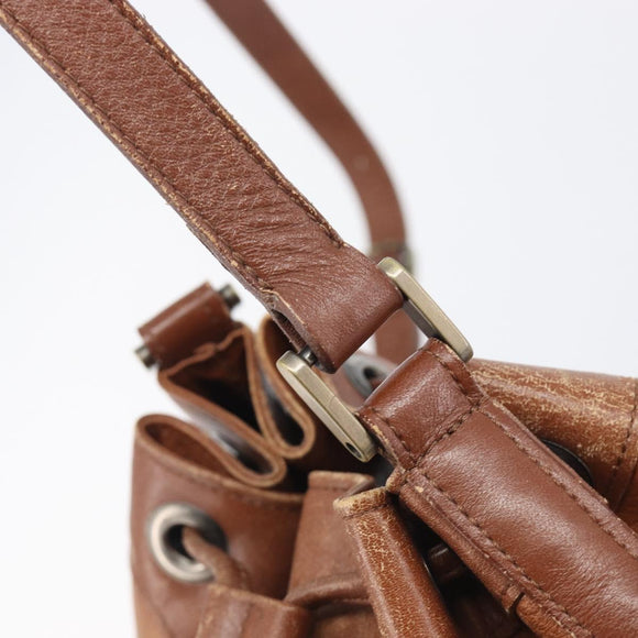Burberrys Shoulder Bag Leather Brown Gold Tone Auth 208087