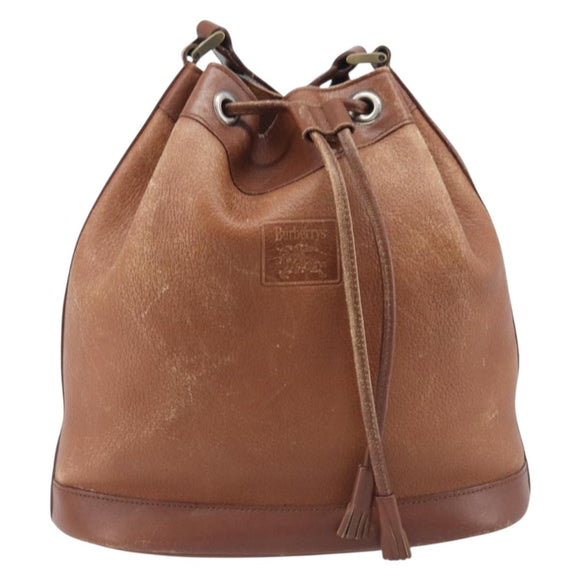 Burberrys Shoulder Bag Leather Brown Gold Tone Auth 208087