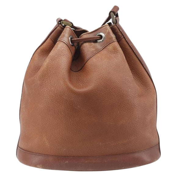 Burberrys Shoulder Bag Leather Brown Gold Tone Auth 208087