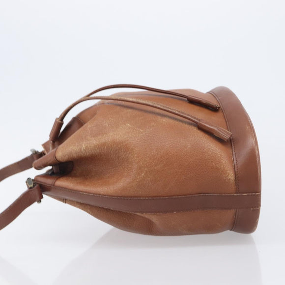 Burberrys Shoulder Bag Leather Brown Gold Tone Auth 208087