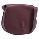Cartier Shoulder Bag Leather Bordeaux Gold Tone Auth 208089A-1