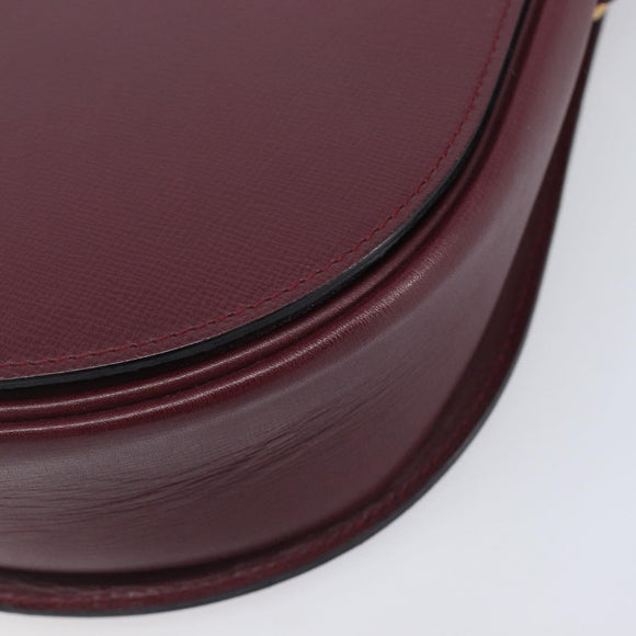 Cartier Shoulder Bag Leather Bordeaux Gold Tone Auth 208089A