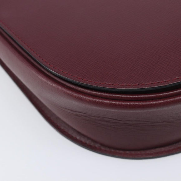 Cartier Shoulder Bag Leather Bordeaux Gold Tone Auth 208089A