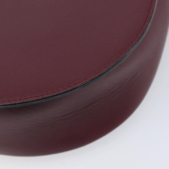 Cartier Shoulder Bag Leather Bordeaux Gold Tone Auth 208089A