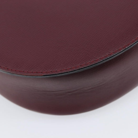 Cartier Shoulder Bag Leather Bordeaux Gold Tone Auth 208089A
